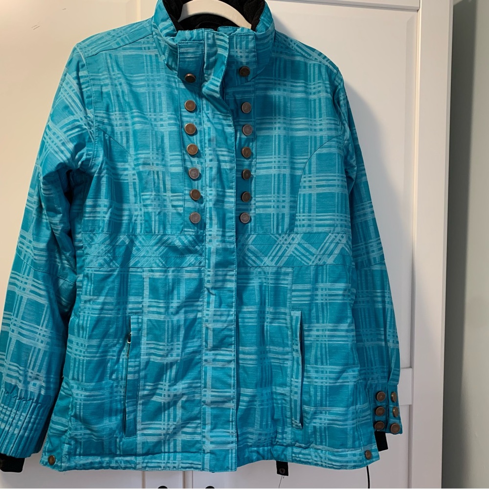 Obermeyer Sawyer Ski Jacket Coat Hooded Aqua Women’s 8 Snowboard Winter Sports